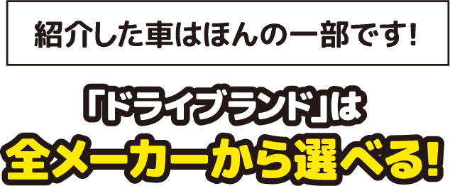 「ドライブランド」は全メーカーから選べる!